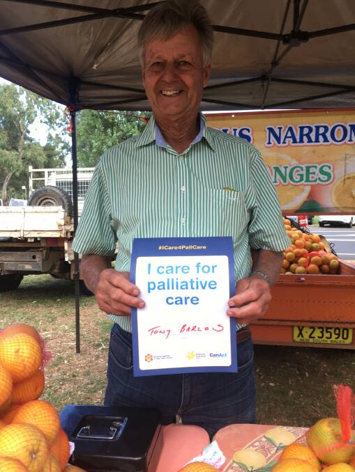 Local fruit grower Tony Barlow shows his support.