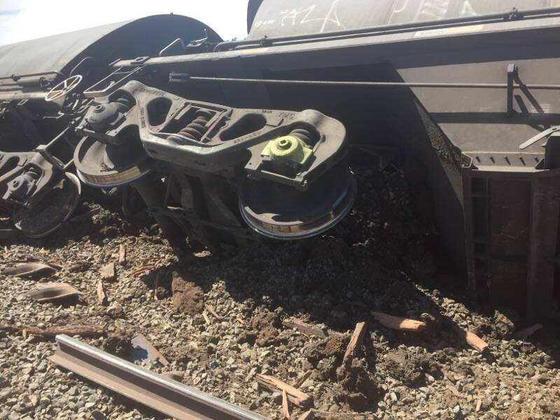 ALMOST RESOLVED: 10 train wagons derailed between Narromine and Tomingley on Sunday causing disruption to the line and damage to the tracks. Photos: CONTRIBUTED.
