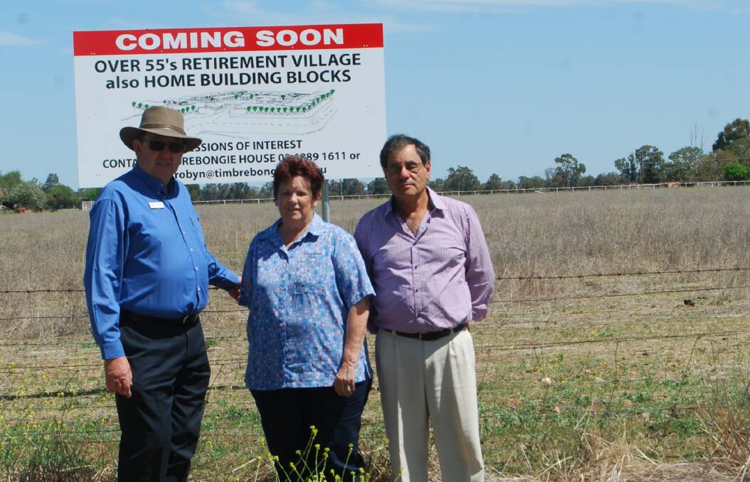 PROPOSED SITE: Timbrebongie board members Graham Milgate, Robyn Abbott and Trevor Roberts. Photo: GRACE RYAN. 