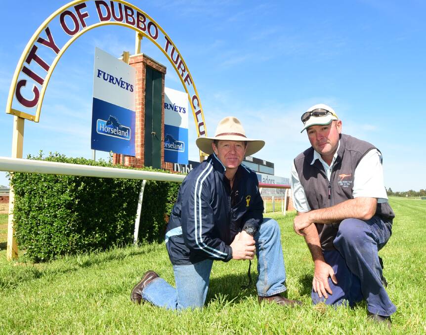 READY FOR RACING: Dubbo Turf Club general manager Vince Gordon and new track manager Damien Johnston are all set for Derby Day.