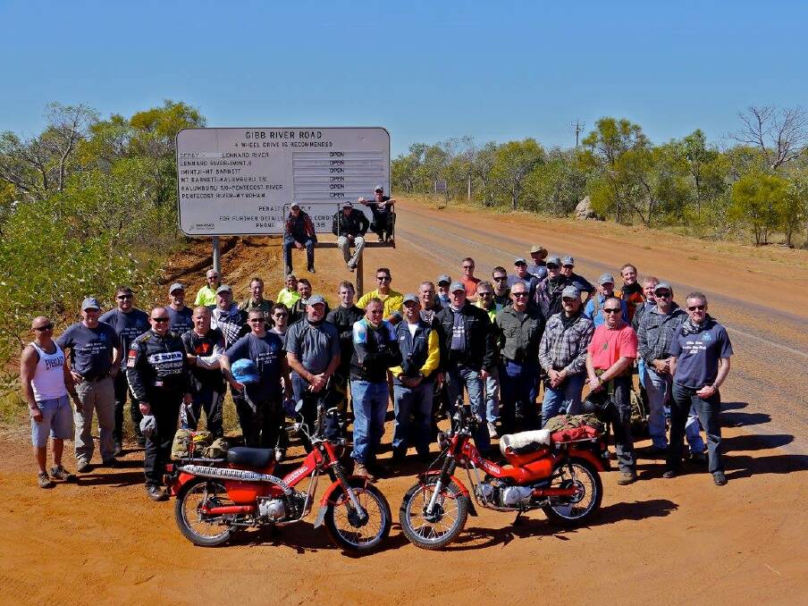 Group photo from the Gibb River Postie Bike Ride 2012. Photo: FACEBOOK. 