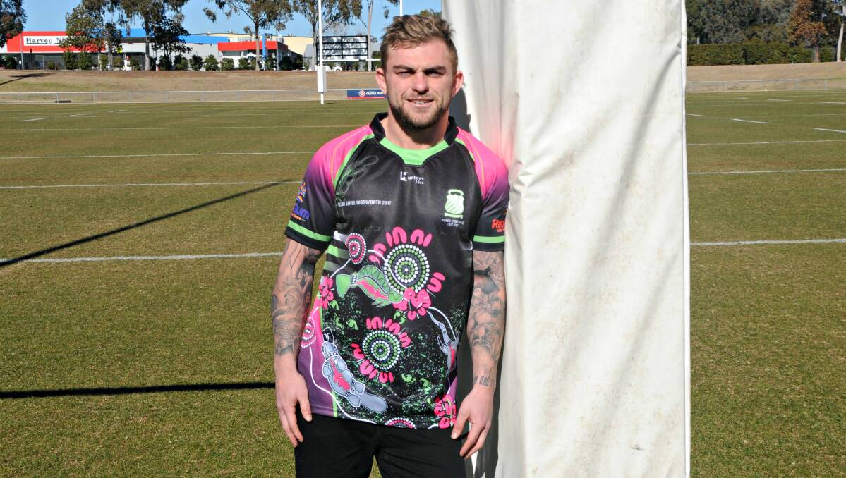 CULTURE: CYMS centre Jyie Chapman and the jersey CYMS will wear on Saturday. Photo: NICK GUTHRIE