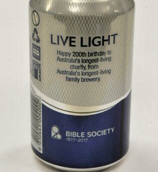Coopers Brewery decided to commemorate the 200th anniversary of the Bible Society in Australia by producing a limited edition light beer.