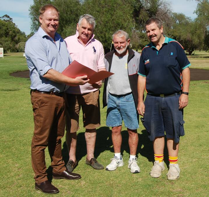 PREPARATION'S UNDERWAY: Narromine Shire Council executive manager economic development Phil Johnston with Shane Dalton, Dick Andrews and Peter Treseder. Photo: JENNIFER HOAR