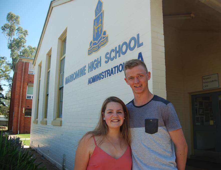 Narromine High School's outgoing captains Abbey Geyer and Troy Harding.