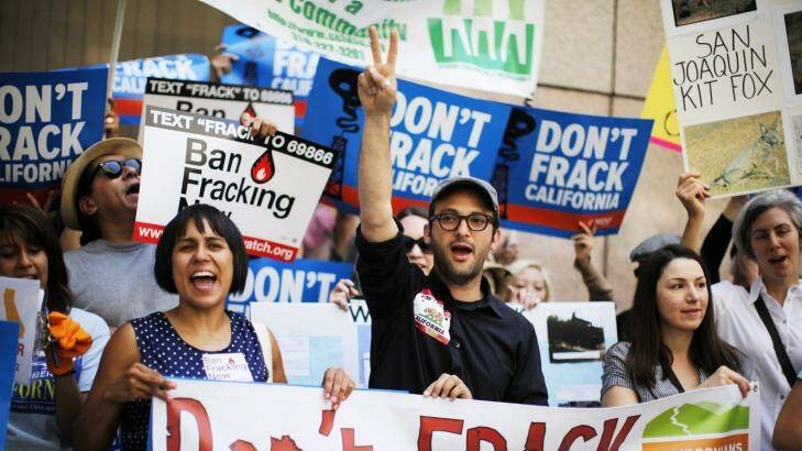 A protest against fracking  in Los Angeles.  Photo: Lucy Nicholson