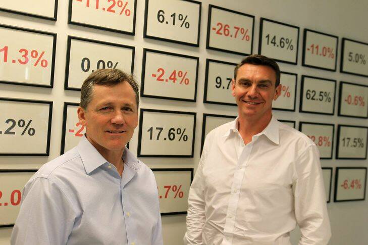 SYDNEY, AUSTRALIA - OCTOBER 02:  David Kirk and Paul Wilson from Bailador Investment Management poses on October 2, 2014 in Sydney, Australia.  (Photo by Ben Rushton/Fairfax Media)