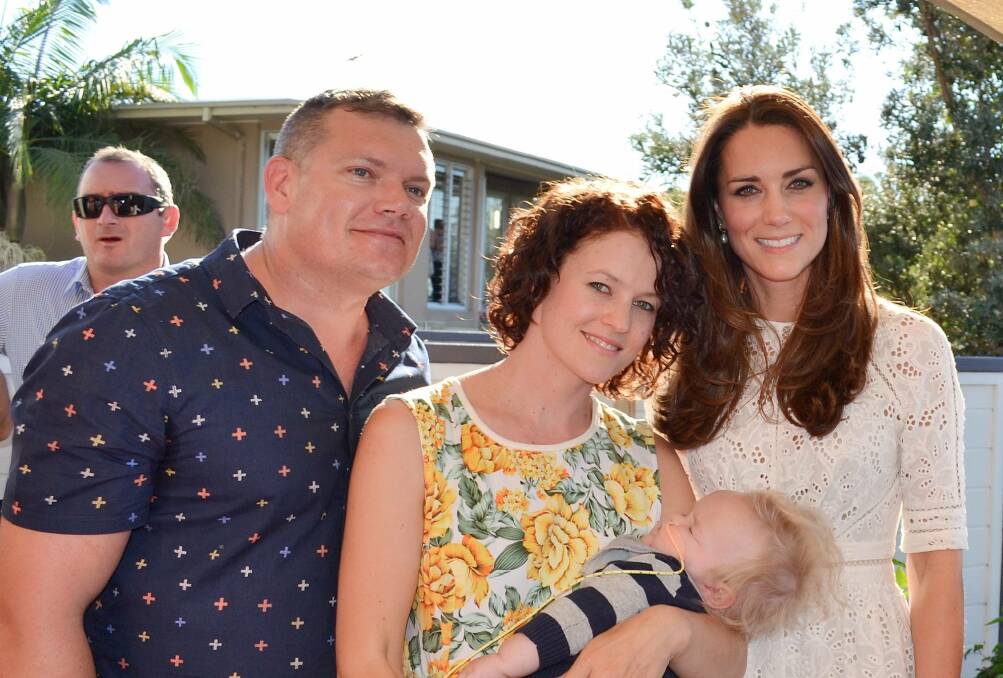 Rob, Amy and Max McIntyre from Dubbo with the Duchess of Cambridge at children's hospice Bear Cottage.