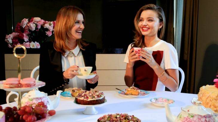 High tea: Kate Waterhouse and Miranda Kerr. Photo: Edwina Pickles