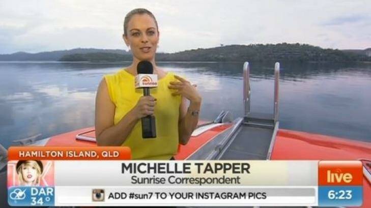 Seven’s Sunrise Brisbane Correspondent, Michelle Tapper, was banned from the area by security.  Photo: Channel Seven