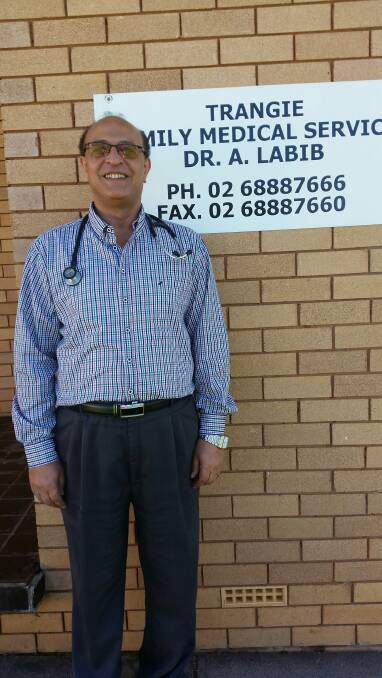 Dr Ashraf Labib outside his medical practice in Trangie.  
Photo: CONTRIBUTED