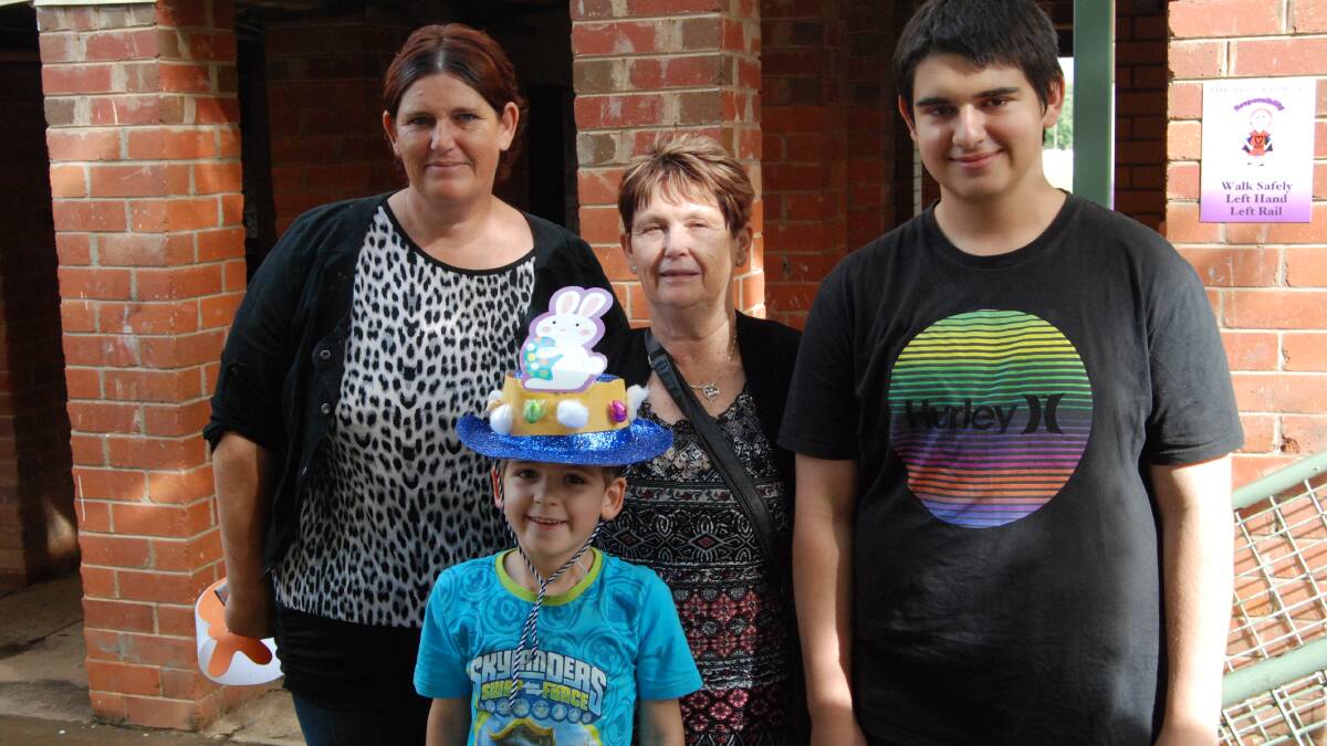 NARROMINE PUBLIC SCHOOL EASTER HAT PARADE: Chayse, Karen, roslyn and Isiah Hutchison