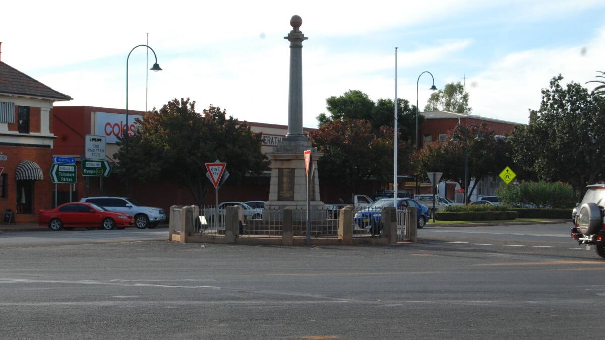The Narromine Cenotaph where it currently stands.