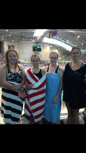 Casey Coupe, Jacinta Coupe, Lana Monaghan and Abby-Lee Quarmby at the Olympic Park Aquatic Centre in Sydney.
