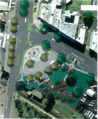 This is an architect's draft plan for the monument  which was presented to the August council meeting. This is purely for placement purposes with  the landscaping yet to be decided. Its approximate new location is represented by the number one.
PHOTO: MOIR LANDSCAPE ARCHITECTURE
