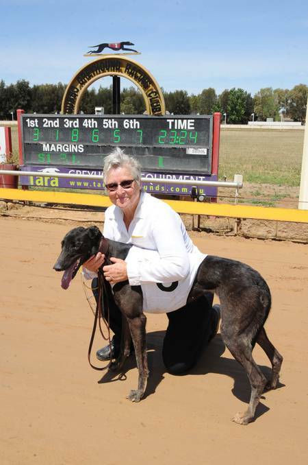Local trainer Denise Sparkes and Kurumba after winning at Dawson Park yesterday.