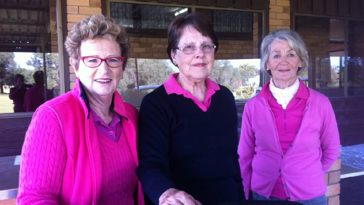 Gail White,Pat Mitchell and Sandy Mack looking forward to the annual charity golf day.