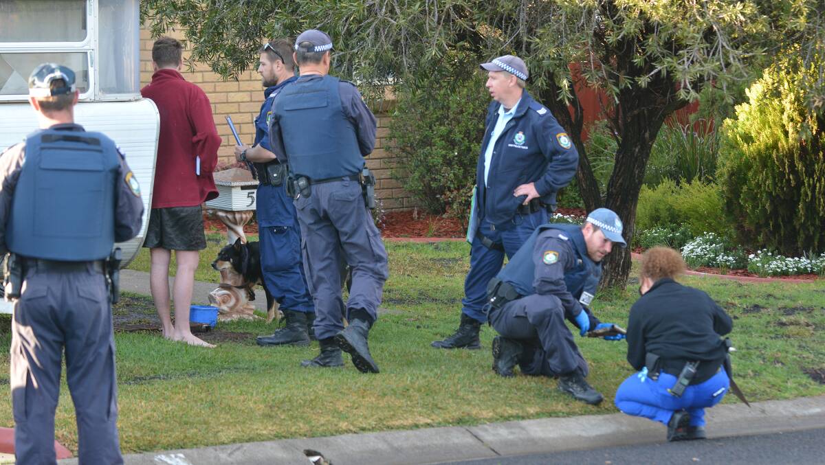 The six raids on Thursday morning involved 50 police officers from the Oxley Command backed by New England detectives, Western Region OSG and Oxley TAG officers and State Crime Command child abuse squad and firearms squad investigators. Photos: Barry Smith and Breanna Chillingworth.
