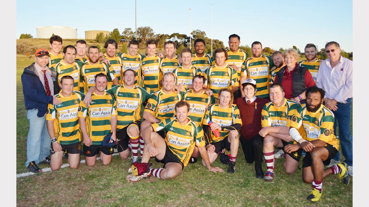Parkes Boars enjoyed a win in all three grades against Forbes at Northparkes Oval on Saturday. The first grade players are pictured in the special Can Assist guernseys. sub