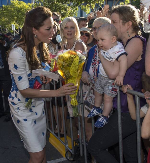 Catherine, Duchess of Cambridge meets well wishers during a walkabout on Saturday in Brisbane. (Photo by Arthur Edwards - Pool/Getty Images)