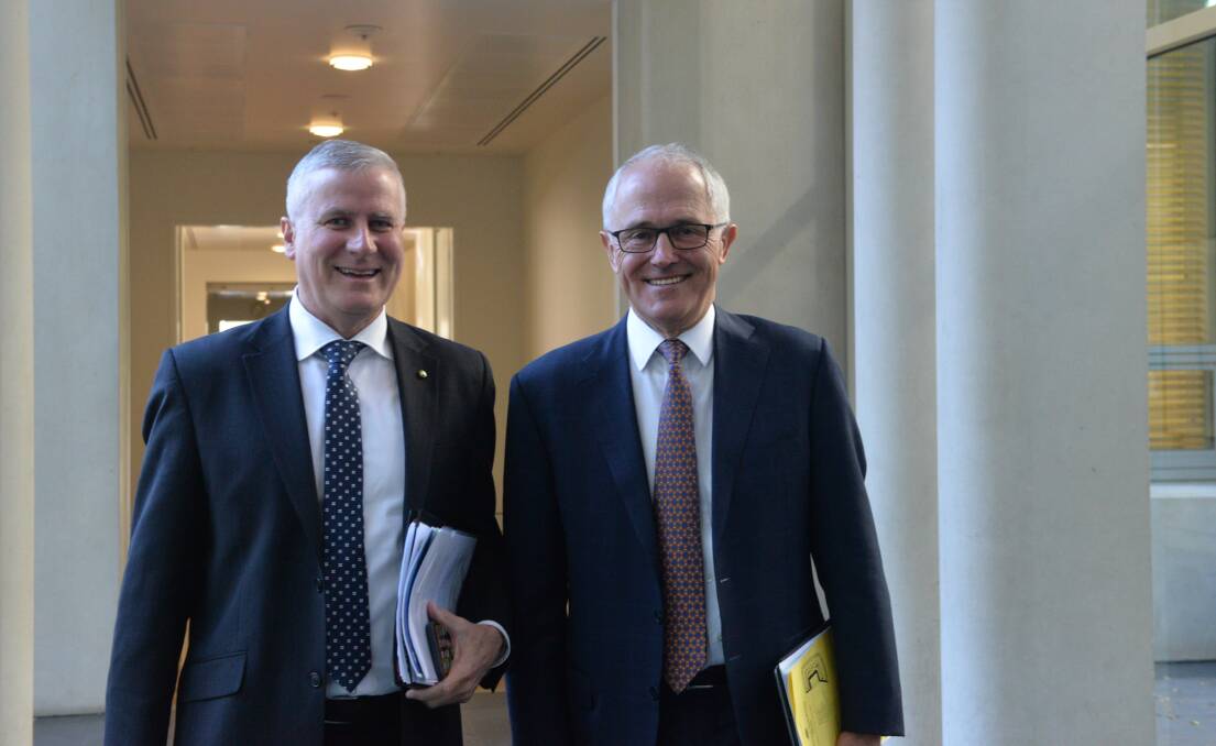 2017-2018 BUDGET: Member for Riverina and Minister for Small Business Michael McCormack with Prime Minister Malcolm Turnbull on Budget Day on Tuesday.
