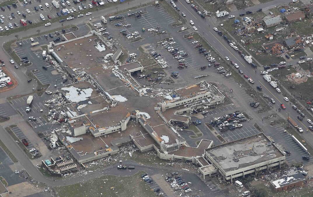 An aerial view of damage at Moore Medical Center in Moore, Oklahoma May 21, 2013, in the aftermath of a tornado which ravaged the suburb of Oklahoma City. Photo: REUTERS/Rick Wilking
