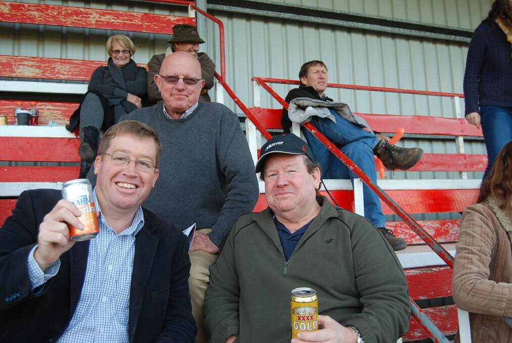  Local Member Troy Grant enjoying a day at the rugby with Mike Bennett and Neville Blair.