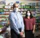 Head pharmacist Andrew Benjamin and assistant Vicki McAndrew of Campbell Pharmacy say mask demand is outstripping supply. Picture: Keegan Carroll