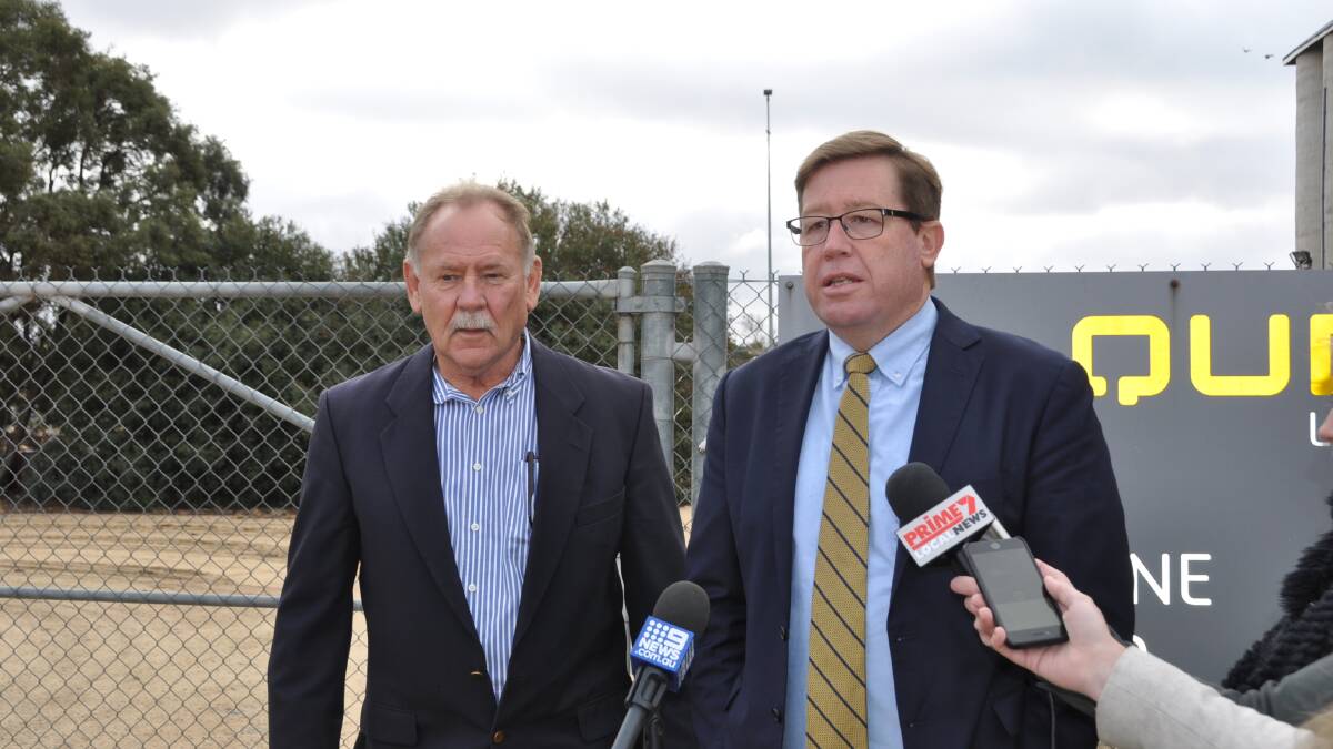 Road Relief: Narromine Shire Council mayor Craig Davies with Member for Dubbo Troy Grant.