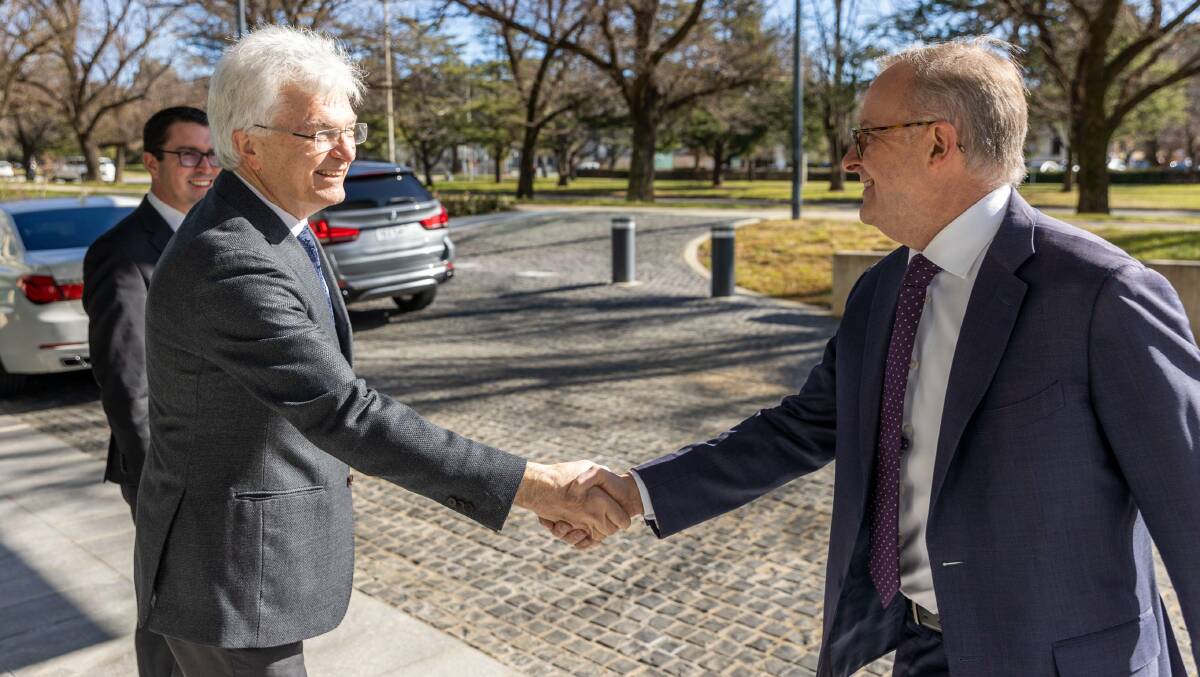 Secretary of the Department of the Prime Minister and Cabinet Glyn Davis meets Prime Minister Anthony Albanese on Monday. Picture: Prime Minister's Office.