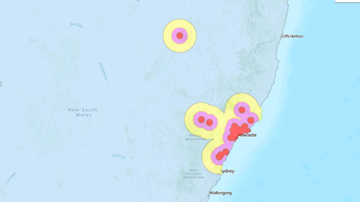 Emergency: A map of the emergency zones, set up by the NSW government to deal with the varroa mite outbreak. 