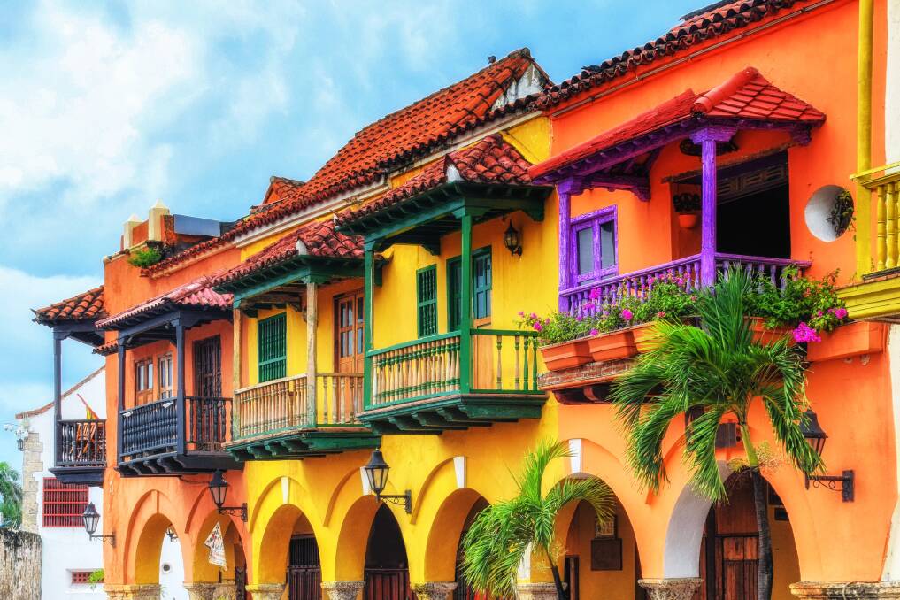 Colorful Spanish colonial buildings inside the walled city of Cartagena, Colombia. Pictures Shutterstock