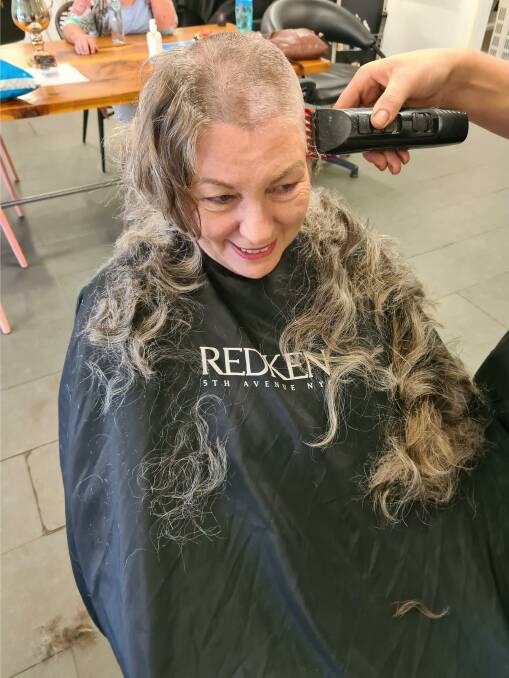 SUPPORT: Bronwyn Kelly has shaved off her hair to raise money for the Narromine Cancer Support Group. Photos: CONTRIBUTED