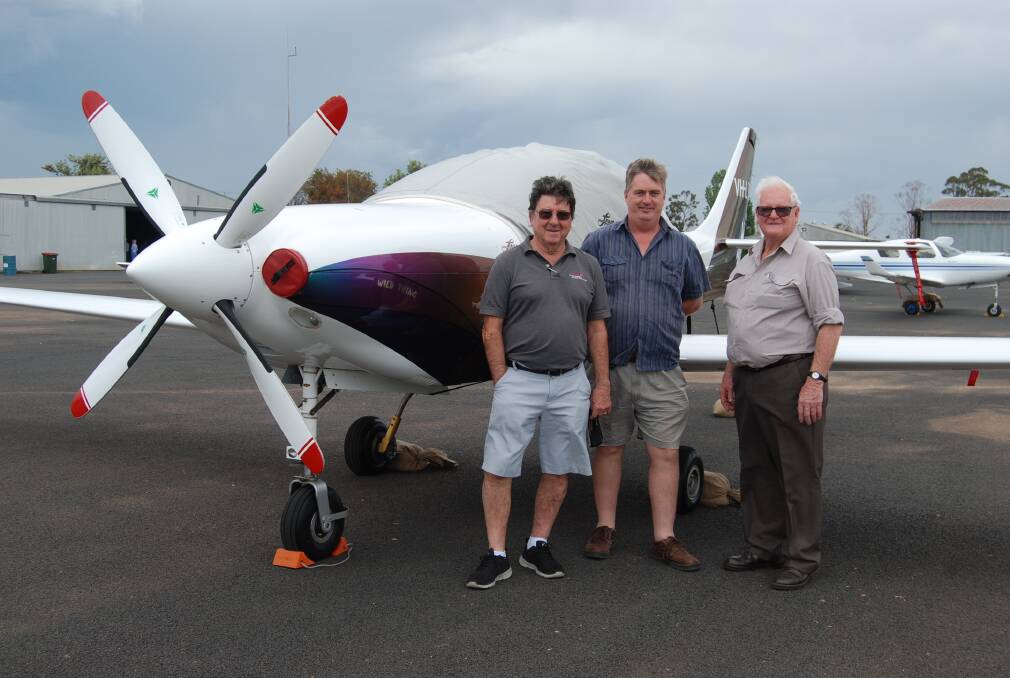 UNDER ONE SKY: Wayne Bourke, Tim McClelland and Jon Gilmour at the AusFly event in 2018. Photo: ZAARKACHA MARLAN