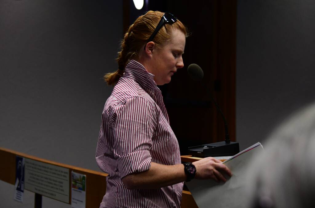 VOTE: Narormine's Kylie Thiel addresses Dubbo Regional Council about concerns surrounding the River Street Bridge at the July council meeting. Photo: BELINDA SOOLE