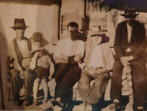 The oldest photo found. Vincent is in the middle, next to his granfather and Ms Hartley's great grandfather Harry Hart who was a Cobb n Co driver and the son of a convict. Photo: CONTRIBUTED
