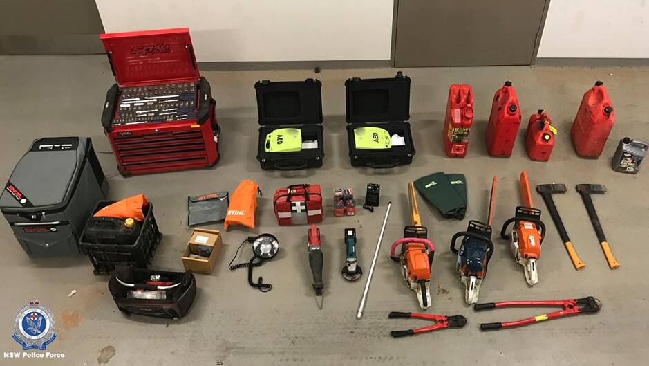 Items recovered from the theft over the weekend. Photo: NSW Police Force 