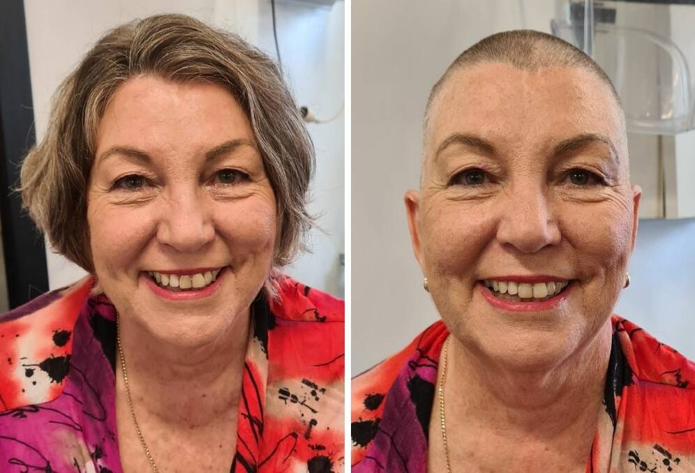 SUPPORT: Bronwyn Kelly has shaved off her hair to raise money for the Narromine Cancer Support Group. Here she is before and after. Photos: CONTRIBUTED