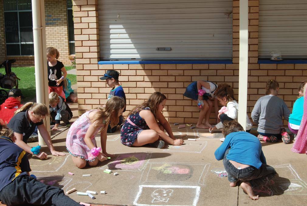 Last year children took part in Chalk Art with artist Susie Rae. Photo: GRACE RYAN