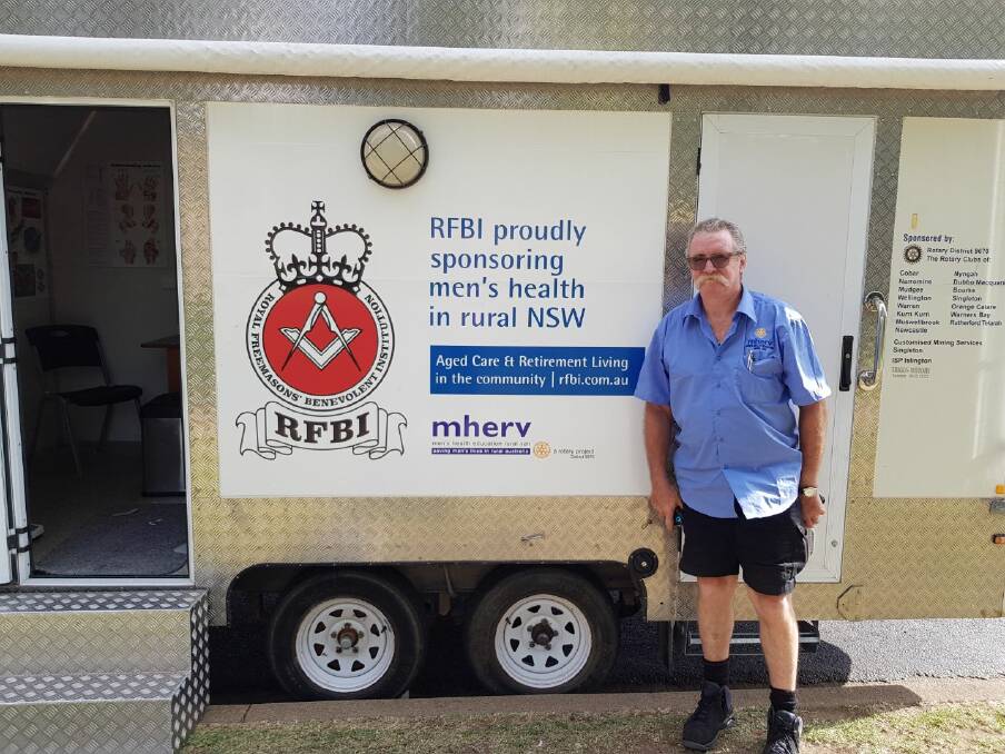 Nurse Rob Wooley outside the Men’s Health Education Rural Van. The van will be at the Narromine Show to conduct health tests among rural men. 
