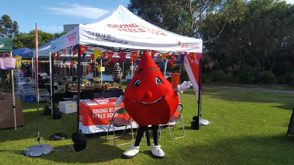Billy the Blood Drop, the Red Cross Blood Service mascot. Photo: Red Cross Blood Service.