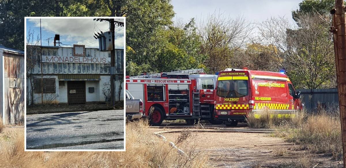 BLAZE: Emergency services from Narromine, Trangie and Dubbo attended the abandoned Monadelphous which caught alight on Saturday afternoon. Photos: CONTRIBUTED
