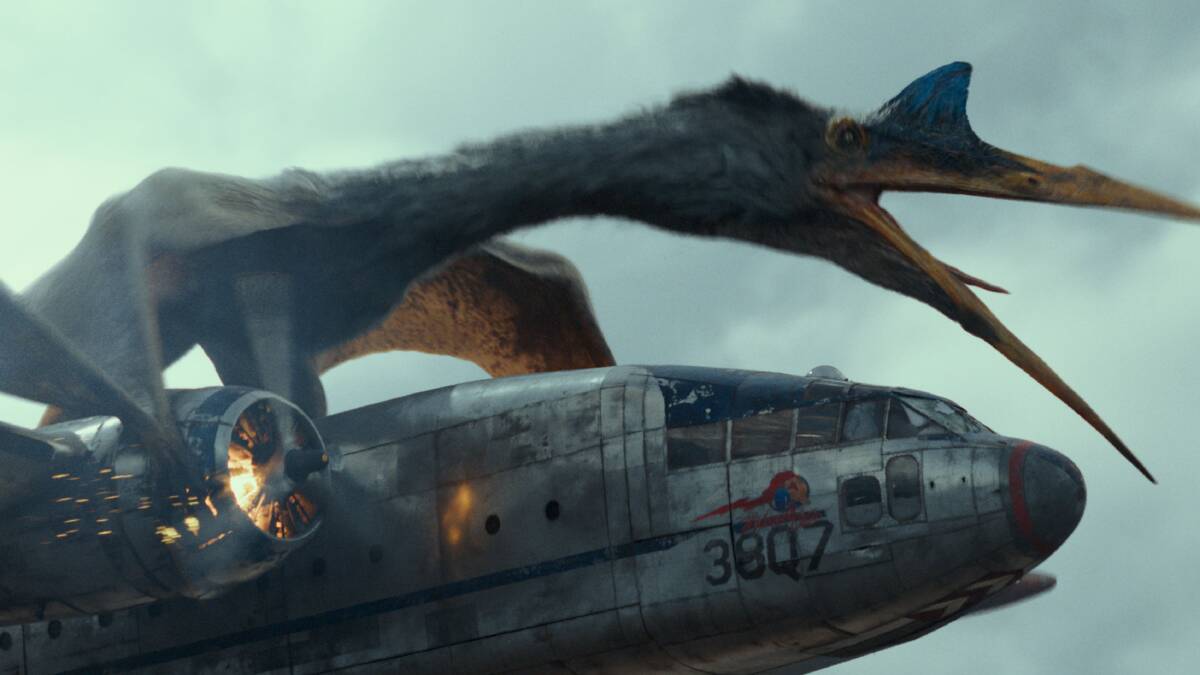 A Quetzalcoatlus in Jurassic World Dominion. Picture: Universal Studios and Amblin Entertainment. 