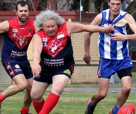 Shaw shows his competitive spirit in a match against Tumbarumba earlier this season.
