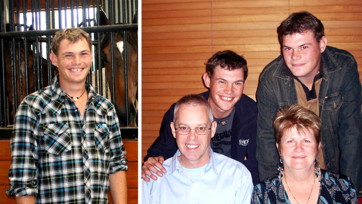 Tim Reid, who died when he was 29 of melanoma (left) and (right) the Reid family (clockwise from top left) Tim, Mark, Genelle and Paul. Pictures supplied