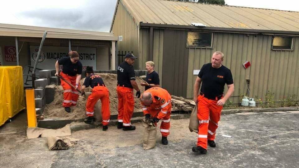 Campbelltown SES crews helped locals bag sand to be prepared for flooding. Picture: Campbelltown SES/Facebook