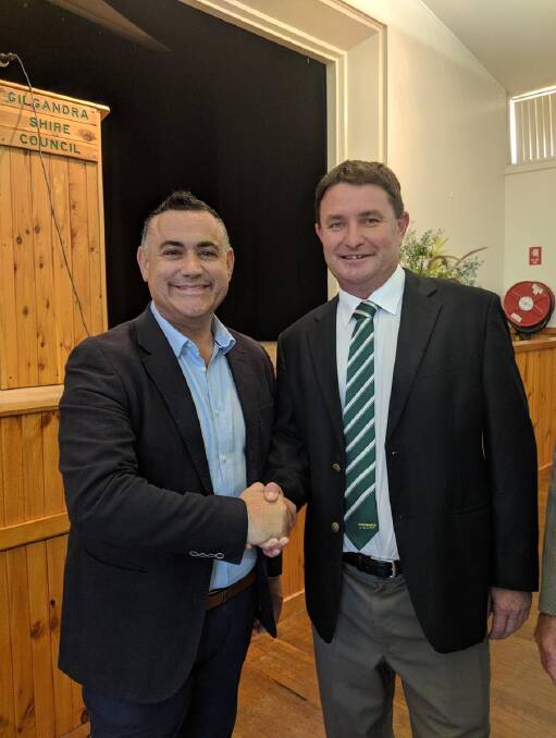 PRE-SELECTED: NSW Deputy Premier John Barilaro congratulates Andrew Schier on his pre-selection as The Nationals' candidate for the seat of Barwon. Photo: Contributed 