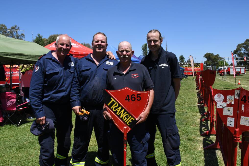 Meet your firies: Trangie firefighters Tony Terry, John Terry, Mark Haines and Wade Haines at the state firefighting championships in Dubbo, where they placed sixth overall. Photo: JENNIFER HOAR