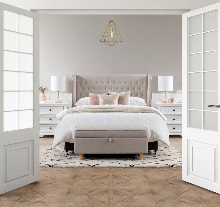 PRIORITIES: Some would rather unpack a new bed than chill. Photos: Amart Furniture. 