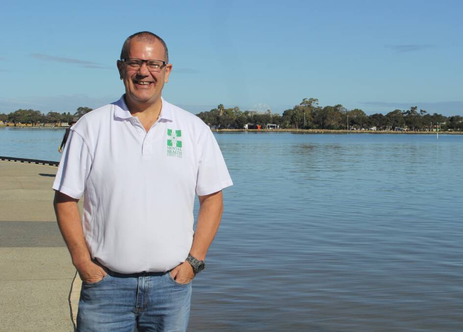 By talking about his own experiences Mandurah mental health first aid trainer Patrick Dudley is working to make mental health a priority in the workplace. Photo: Claire Sadler.